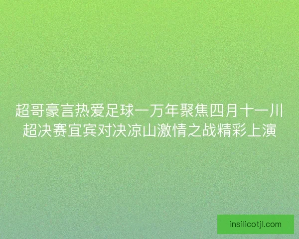 超哥豪言热爱足球一万年聚焦四月十一川超决赛宜宾对决凉山激情之战精彩上演